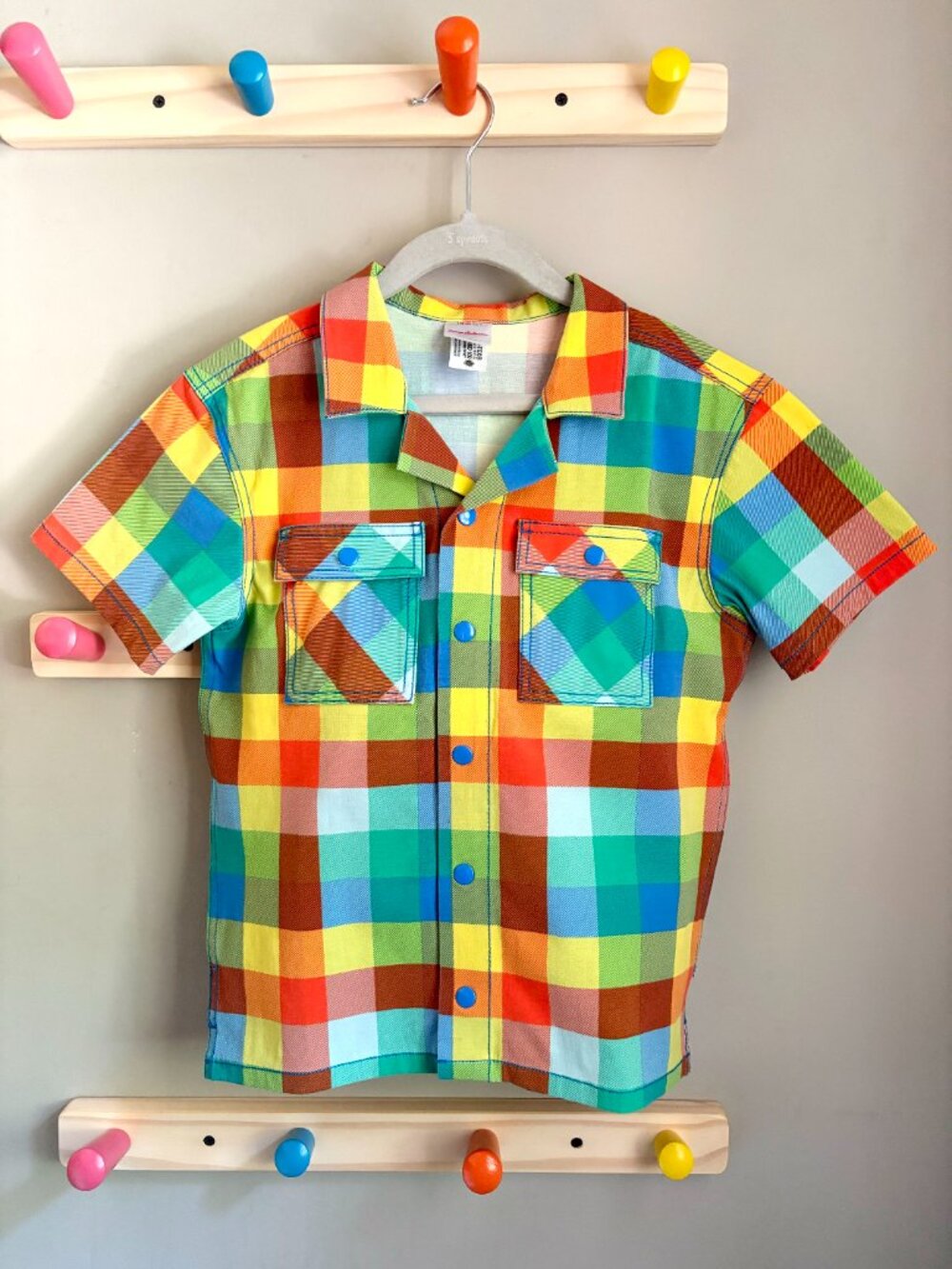 Hanna Andersson Multicolor Plaid Snap Button Down Camp Shirt